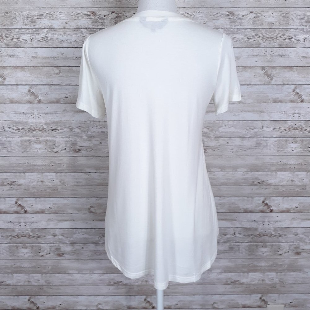Amaryllis Womens Top S VNeck Short Sleeved Off White NWOT 289A - Picture 2 of 5